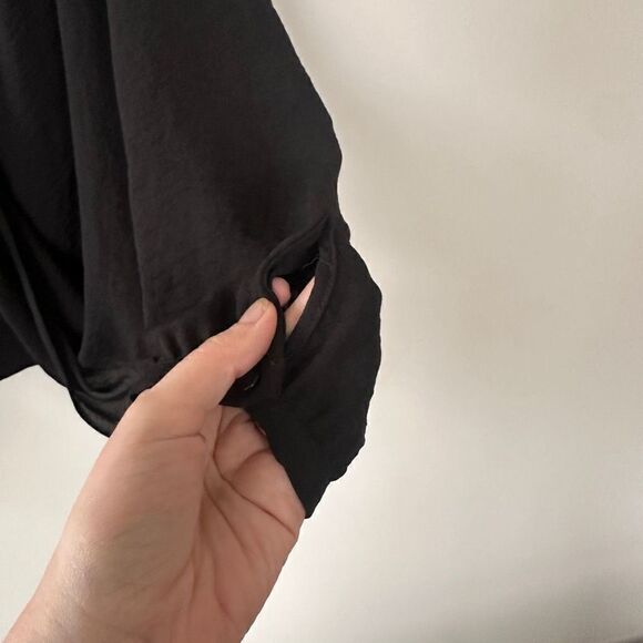 Alythea Wrap Front Sheer Black Blouse Oversized S - Picture 9 of 11